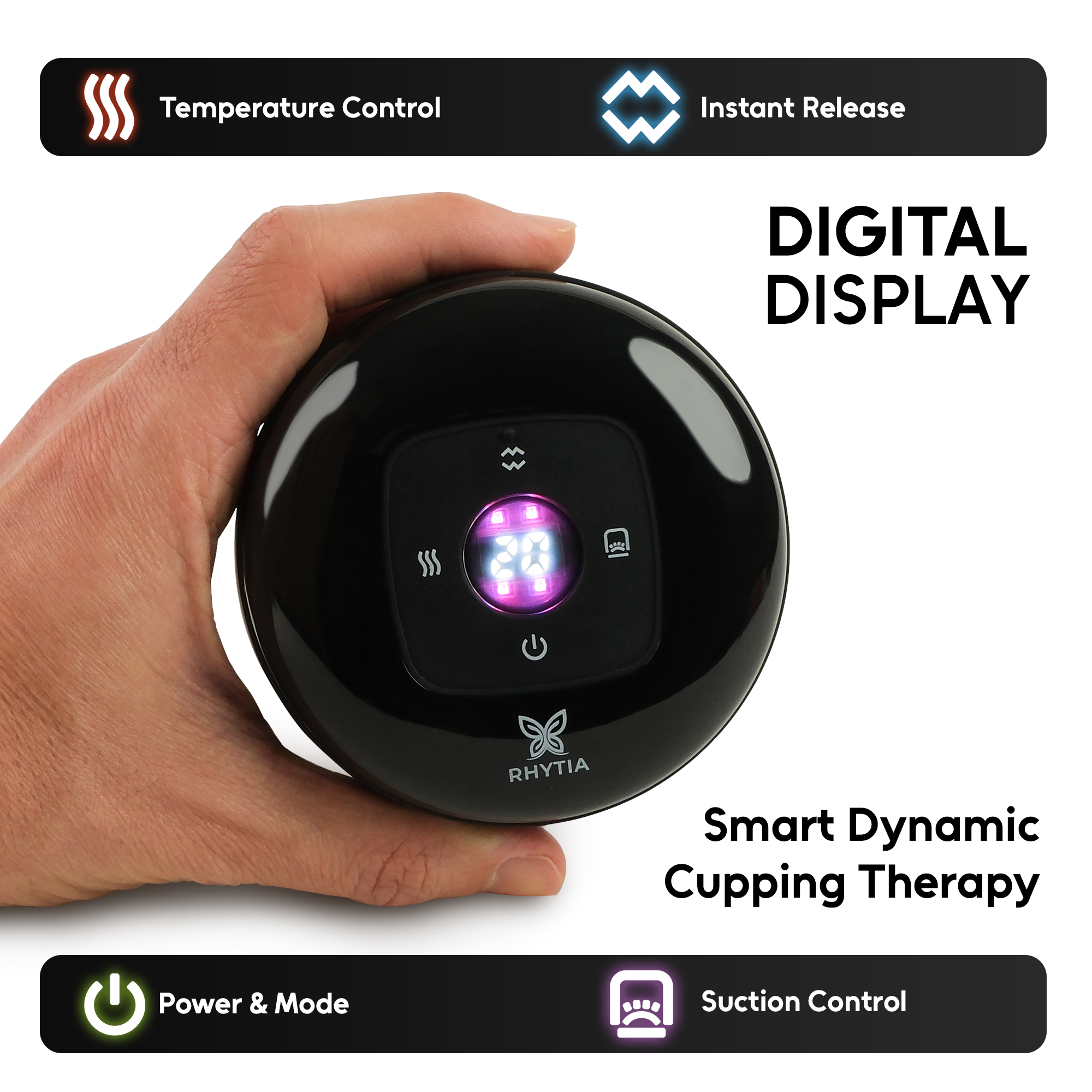 RHYTIA digital display showing suction and temperature controls